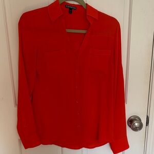 Express Women's Portofino Reddish Salmon longsleeve  Button Down Shirt
